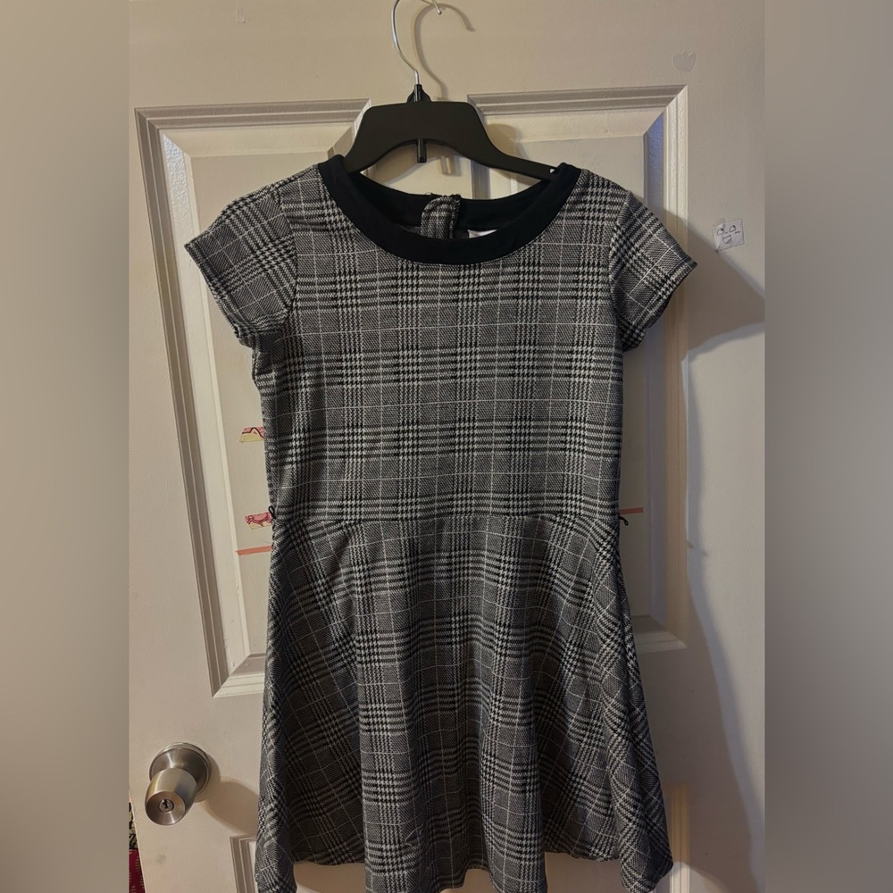 Black and Gray Plaid Fit-and-Flare Mini Dress
